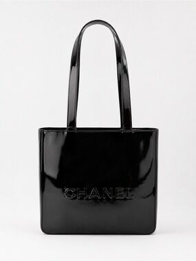 Chanel Logo Patent Leather Tote Bag